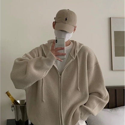 Idle Style Hooded Sweater Coat Men's Loose High Sense