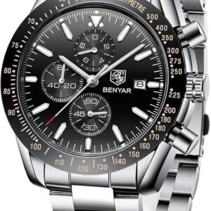 BENYAR Men's Luxury Chronograph Watch – Business, Casual & Party Wear | Quartz Movement with Date Display | Stylish Wristwatch | Gift for Men