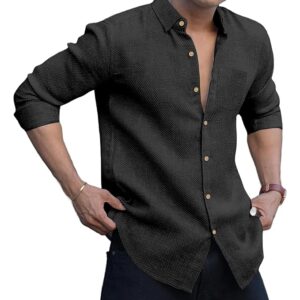 Men's Solid Linen Cotton Shirt | Casual | Plain | Full Sleeve | Summer-Regular Fit| Men Stylish Shirt | Everyday Formal Wear