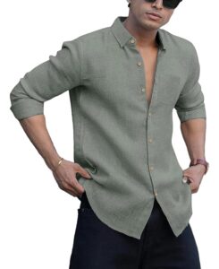 Men's Solid Linen Cotton Shirt | Casual | Plain | Full Sleeve | Summer-Regular Fit| Men Stylish Shirt | Everyday Formal Wear