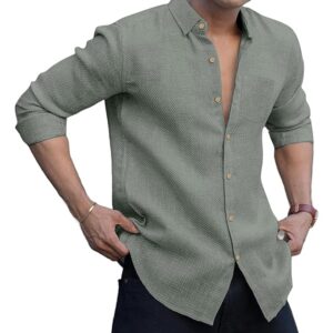 Men's Solid Linen Cotton Shirt | Casual | Plain | Full Sleeve | Summer-Regular Fit| Men Stylish Shirt | Everyday Formal Wear